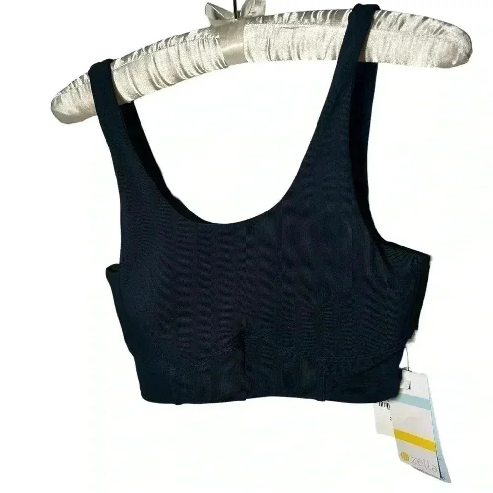 NWT Zella black navy spandex bra S